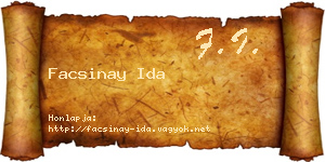 Facsinay Ida névjegykártya